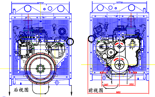 6LTAA8.9-G3東風(fēng)康明斯發(fā)動(dòng)機(jī)外形尺寸前后視圖.png