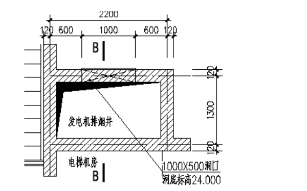 柴油發(fā)電機(jī)房排煙井平面圖示例.png