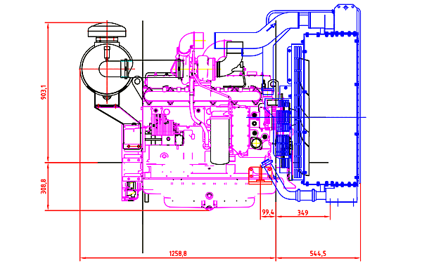 6CTAA8.3-G9東風(fēng)康明斯發(fā)動機外形尺寸側(cè)視圖.png