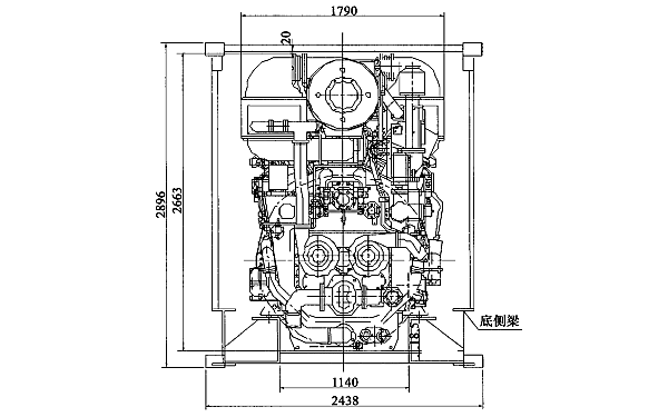 開(kāi)頂高柜集裝箱柴油發(fā)電機(jī)組橫剖面圖.png