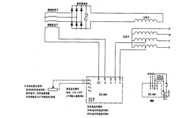 SX460調(diào)壓板接線圖-康明斯柴油發(fā)電機(jī)組.png