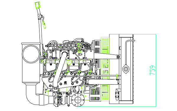 QSB3.9-G31東風康明斯發(fā)動機外形尺寸俯視圖.png