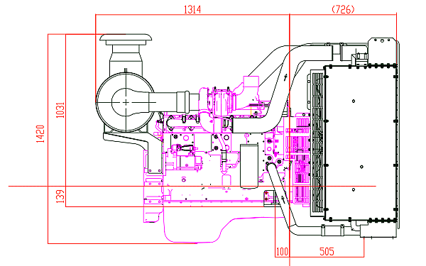 QSL8.9-G33東風(fēng)康明斯發(fā)動機(jī)外形尺寸側(cè)視圖.png