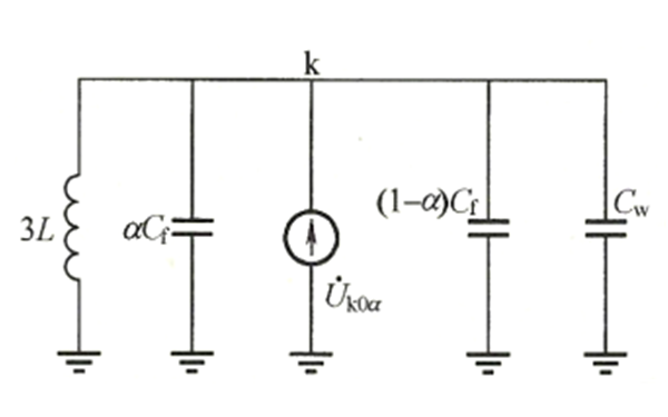 發(fā)電機中性點經(jīng)消弧線圈接地的零序等效網(wǎng)絡.png